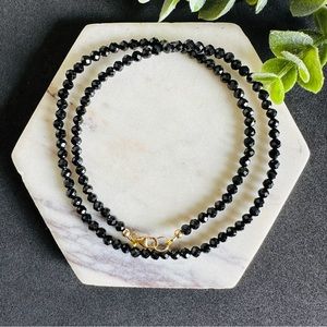 Black Tourmaline Necklace beaded choker layered 14k gold